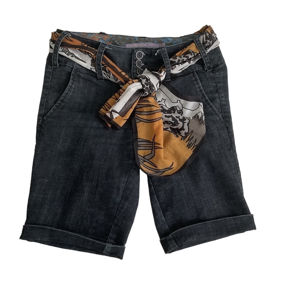 BOOM Boom Faded Black Denim Jean Shorts Pockets Mid Thigh Belt Loops - Size 5